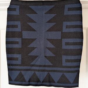 RACHEL Rachel Roy Geometric Black and Navy Pencil Skirt